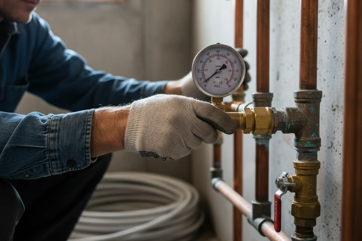 Pressure testing a repaired line during Water Line Repair in Weirton